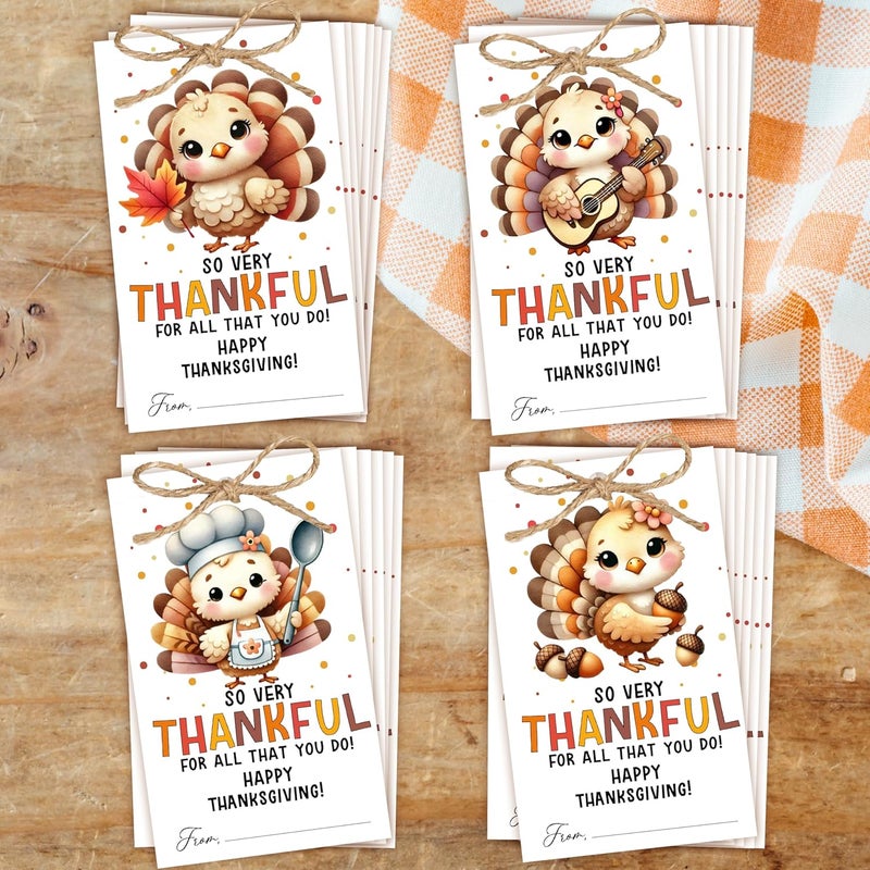 HandEasy 40 PCS Fall Gift Tags Thanksgiving Gift Tags with String, 2.1" x 3.5" Thanksgiving Design Present Label for Present Bags, Fall Party Favor Decorations, 4 Styles - A02 - Image 1